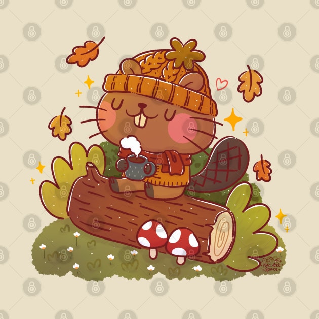 Cute Autumn Beaver by Nas.ArtSpace