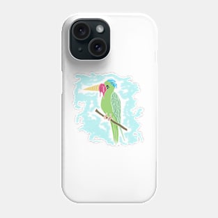 Cute Funny Parrot with Ice Cream Beak Drawing Phone Case