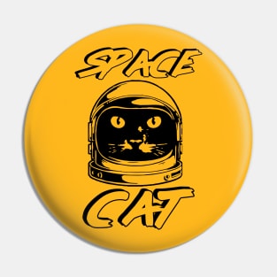 Space Cat - Black And White Pin