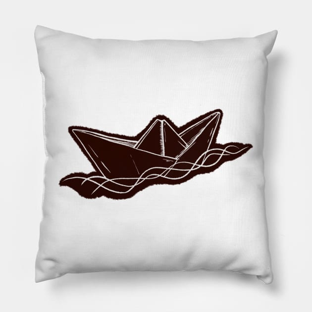 Paper boat, dark Pillow by MisTral