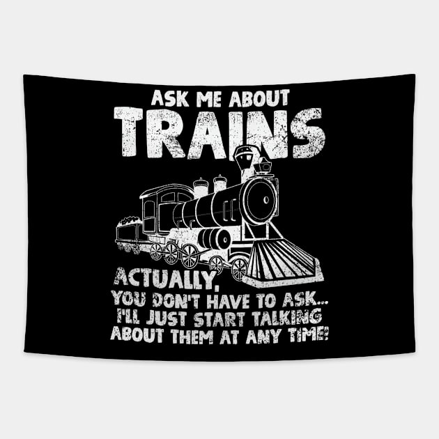 Trains Locomotive Railroad Trainspotter Vintage Tapestry by CreativeGiftShop