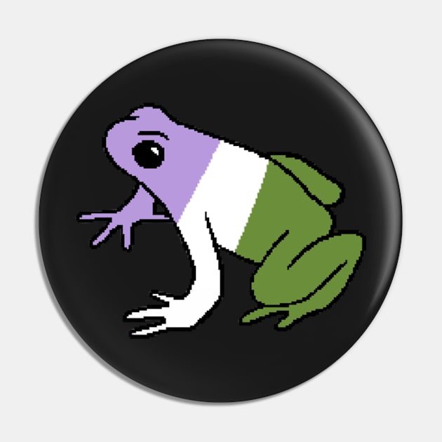 Pixel Genderqueer Frog Pin by whizz0