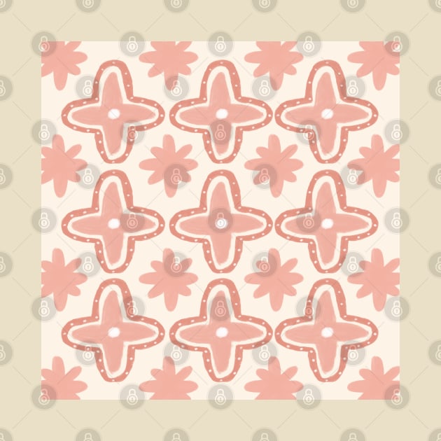 Pastel Pink Boho Natural Collection Boho Aesthetic Star Pattern by YourGoods