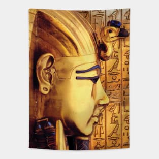 Ancient Egypt Art | King Tutankhamun in Golden Mask wearing Pharaoh Head Dress Custom Art Tapestry