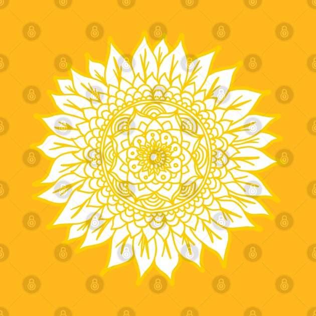 Yellow Sunflower Mandala by julieerindesigns