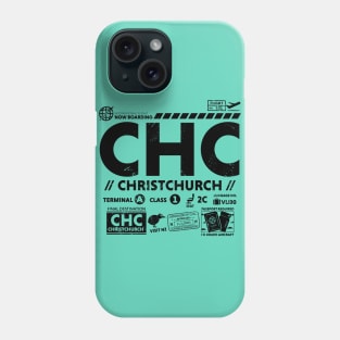 Vintage Christchurch CHC Airport Code Travel Day Retro Travel Tag New Zealand B Phone Case