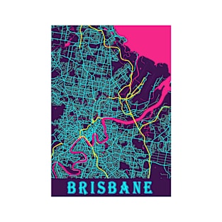 Brisbane Neon City Map T-Shirt