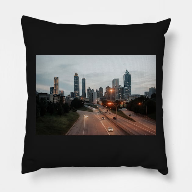 Atlanta Skyline at Sunset Pillow by LindsayVaughn