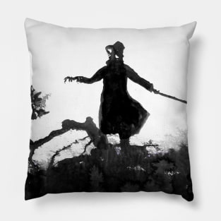 Figure on gnarly hill Pillow