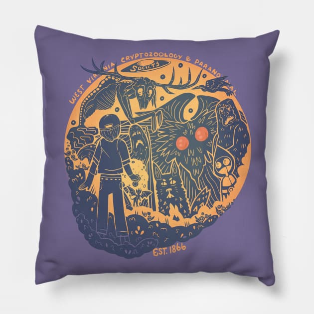 West Virginia Cryptid and Paranormal Society Pillow by Ballyraven