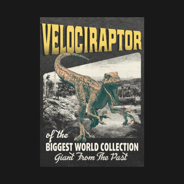 Velociraptor Retro Art - The Biggest World Collection / Giant From The Past by LMW Art