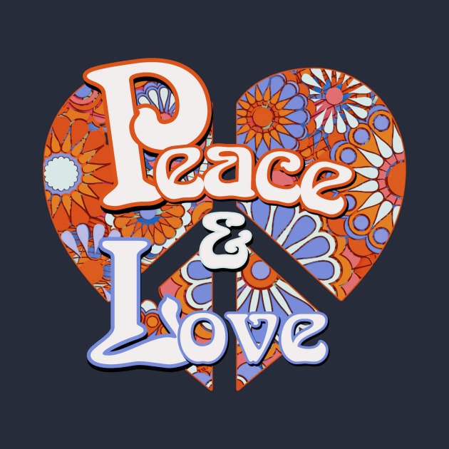 Retro Peace and Love Vintage Heart by AlondraHanley