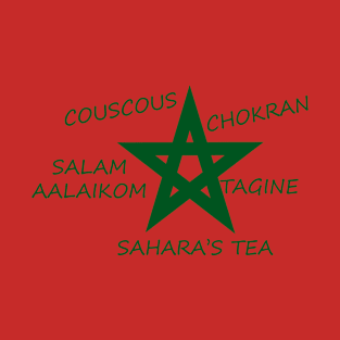 MOROCCO , moroccan flag with a cute moroccan vocabulary T-Shirt