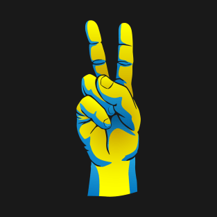 Peace for Ukraine Ukrainian Pride Hand Peace Sign Design T-Shirt