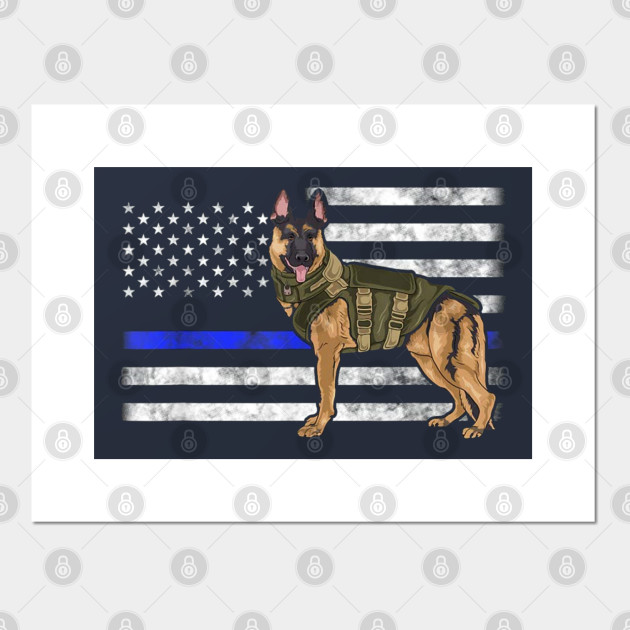 Thin Blue Line K9 Flag Shirt German Shepherd Dog Police Gift K9 Unit Affiche Et Impression D Art Teepublic Fr