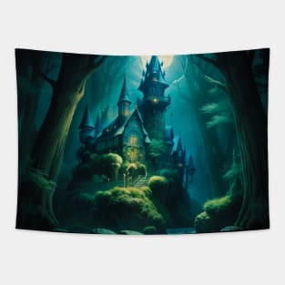 Haunted Castle in the Forbidden Woods Tapestry