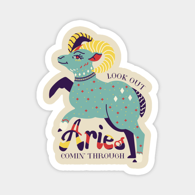 Girly Aries ram astrology sun sign zodiac birth sign birthday Magnet by BigMRanch