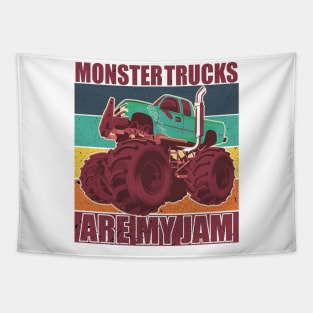 Vintage Monster Truck Are My Jam Retro Tapestry
