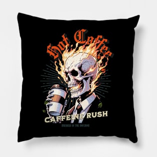 Fiery Blazing Skull with Hot Coffee Pillow