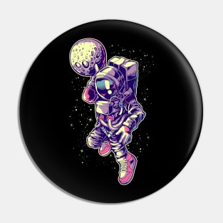 Basketball Astronaut Lay Up Planet Moon In Space Galaxy Pin