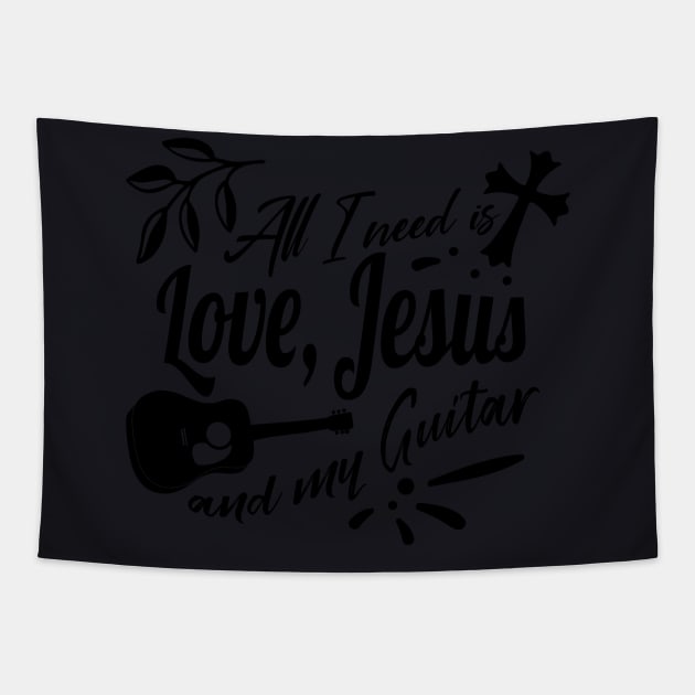 Jesus and Guitar Tapestry by Foxxy Merch