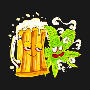 Happy Couple Wasted Funny Beer Mug and Cannabis Leaf T-Shirt