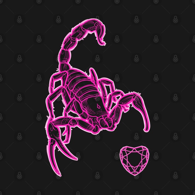 Pink scorpion and diamond heart by weilertsen