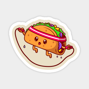 Cute Taco Playing Jump Rope Cartoon Magnet