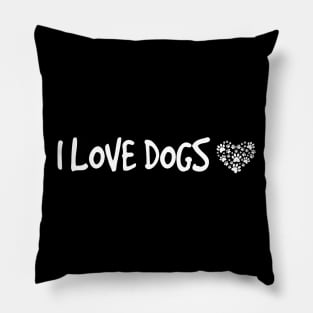 I Love Dogs Paw Heart Pillow