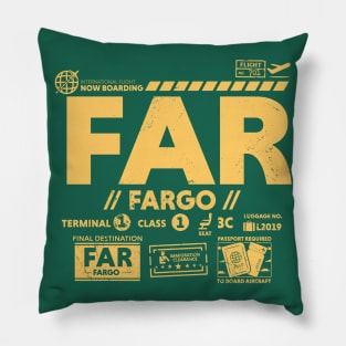 Vintage Fargo FAR Airport Code Travel Day Retro Travel Tag North Dakota Pillow