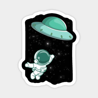 Floating astronaut Ufo alien abduction funny cute spaceship moon mars cosmic space Magnet