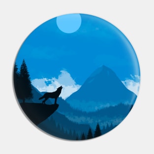 Wolf Howling at the Moon Pin