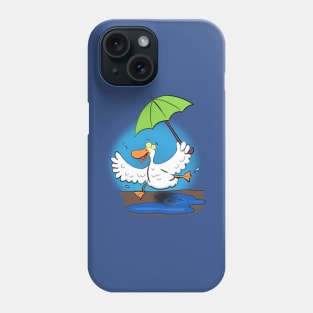 Funny duck dancing with umbrella cartoon Phone Case