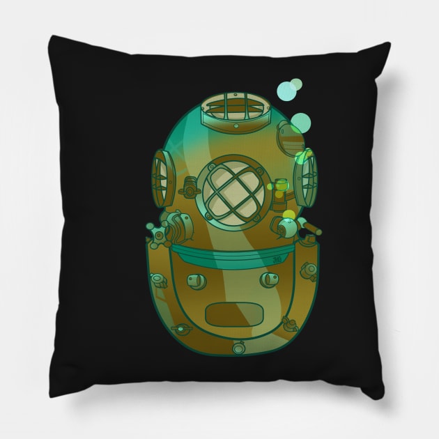 Scuba Helmet Pillow by jennygormanart