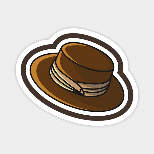 Fedora hat Sticker vector illustration. Hackers cap object icon concept. Hipster cap sticker symbol vector design with shadow. Magnet by AlviStudio