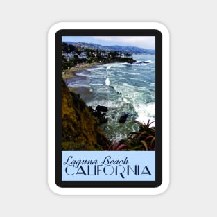 Restored Vintage Laguna Beach California Travel Poster Print Magnet