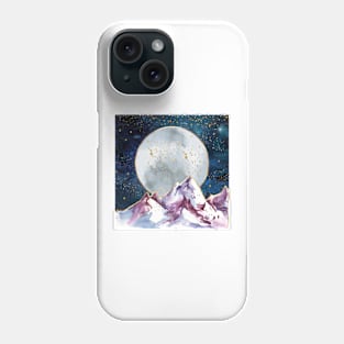 moon over mountains starry night Phone Case