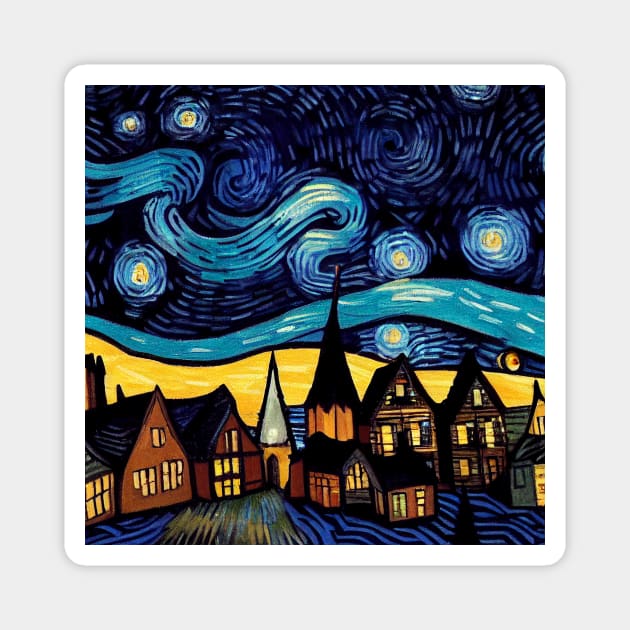 Starry Night Over Hogsmeade Magnet by Grassroots Green