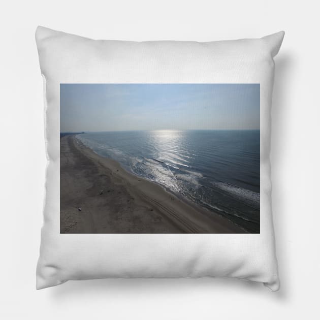 Ocean City NJ beach from a drone in the morning. Pillow by PugDronePhotos