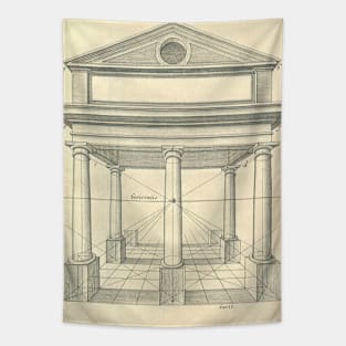 Vintage Architecture, Roman Portico with Columns by Henricus Hondius Tapestry