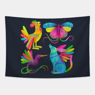 Watercolor dia de muertos set Tapestry