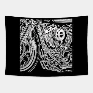 Motorcycle - Hog Lovers Engine Sketch Tapestry