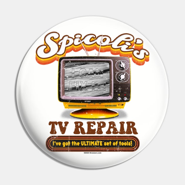 Spicoli's TV Repair Pin by Drew Blood Designs