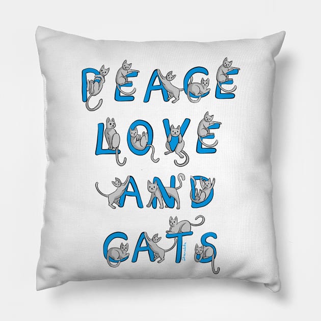 Dramabite Peace Love and Cats Cute Kitten Cats Lover Owner gift Pillow by dramabite