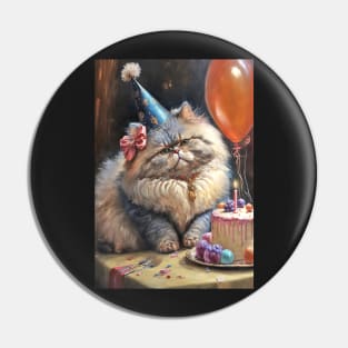 Persian Cat Birthday Party Card Pin