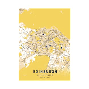 Edinburgh - United Kingdom Yellow City Map T-Shirt