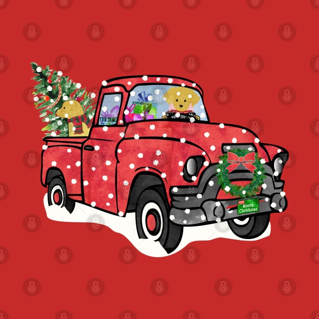 Yellow Labs Christmas Red Truck by emrdesigns