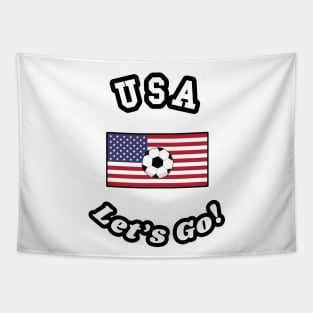 ⚽ USA Soccer, Stars and Stripes Flag, Let's Go! Team Spirit Tapestry