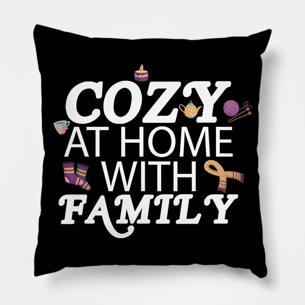 COZY AT HOME WITH FAMILY Pillow by Cute-Cat-Collection