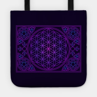 Flower of life Pink Purple and Blue Tote